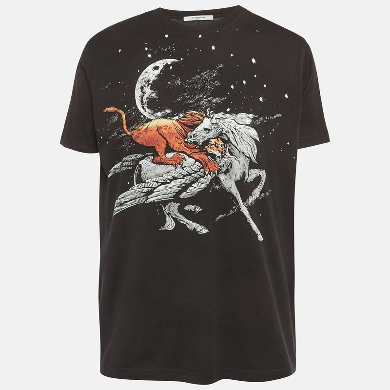 Givenchy Black Print Cotton Half Sleeve T-Shirt M